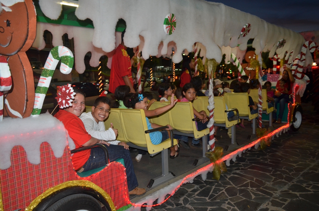 Niños bolivarenses disfrutan del Mirador Angostura durante el recorrido en el tren.